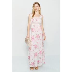 Selkie Veronica Slip Dress in White/Pink Floral, Size XL Pre owned